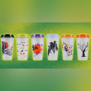 Starbucks 2022 Release (6) Glow in the Dark Halloween Cups 16 oz